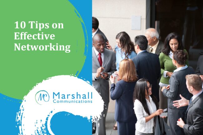 10 Tips on Effective Networking: People talking to each other in small groups at an event