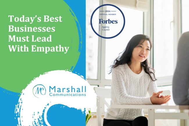 Today’s Best Businesses Must Lead With Empathy: Woman sitting at a table listening to someone