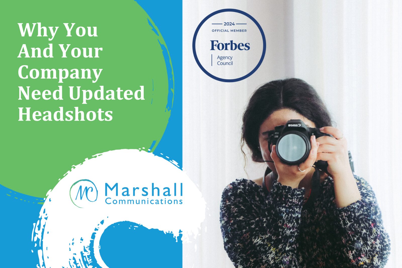 Why You And Your Company Need Updated Headshots - Woman holding a camera over her face